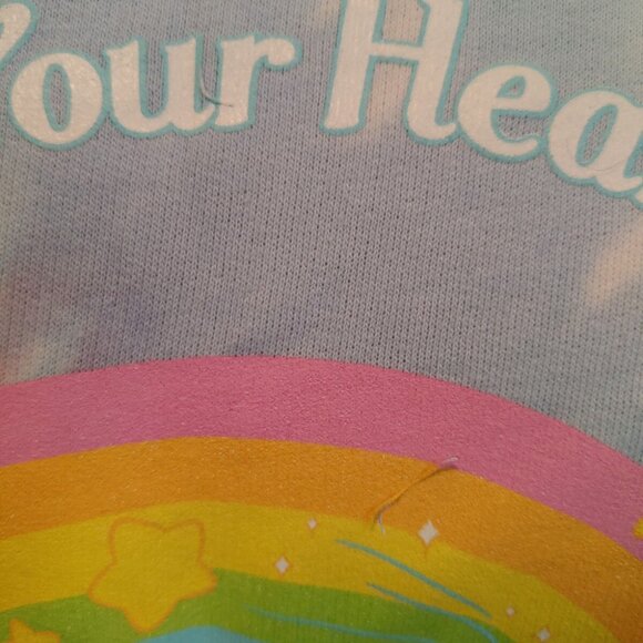 NWOT CARE BEARS TIE DIE Sweatshirt Cheer Your Heart Out rainbow 2021 - Picture 4 of 12